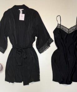 Alternative view of Ensemble nuisette peignoir " Noir "