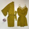 Ensemble nuisette peignoir en satin " Moutarde "