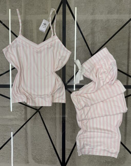 Pyjama bustier - pantalon - Primark - rose à rayures