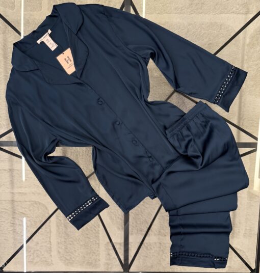 Pyjama boutonné en satin H " Vert "