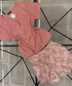 Alternative view of Pyjama short haut demi manche " Saumon "