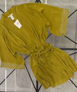 Alternative view of Ensemble nuisette peignoir en satin " Moutarde "