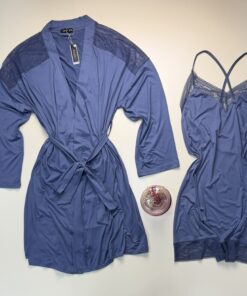 Alternative view of Nuisette peignoir "bleu "