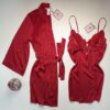 Ensemble nuisette peignoir en satin " Rouge "