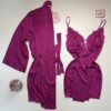 Ensemble nuisette peignoir en satin " Fushia "