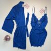 Ensemble nuisette peignoir en satin " Bleu "