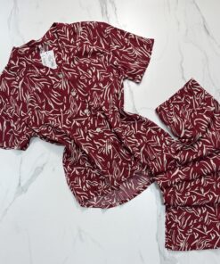 Pyjama haut demi manche boutonnée " BORDEAUX "