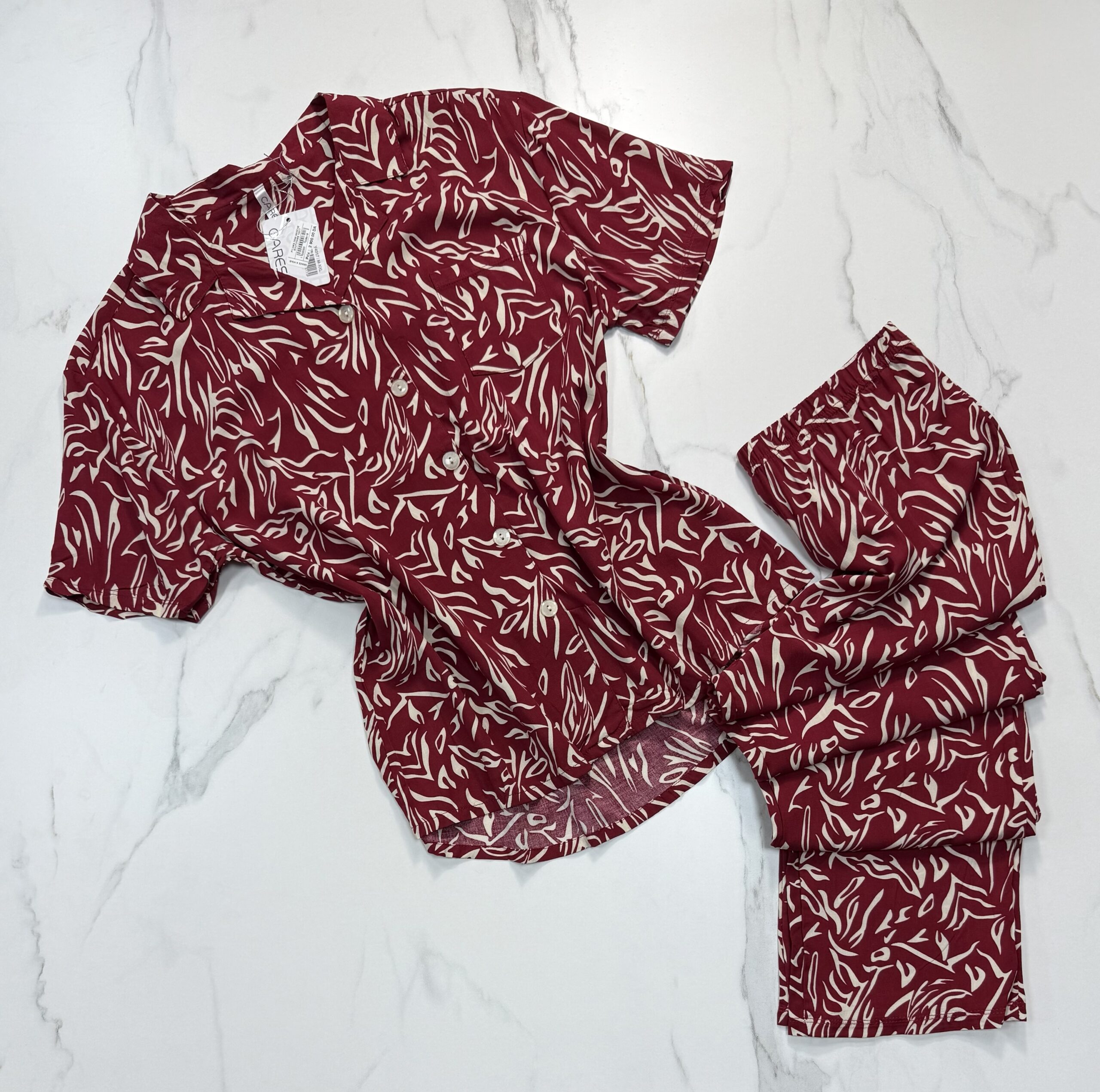 Pyjama haut demi manche boutonnée " BORDEAUX "