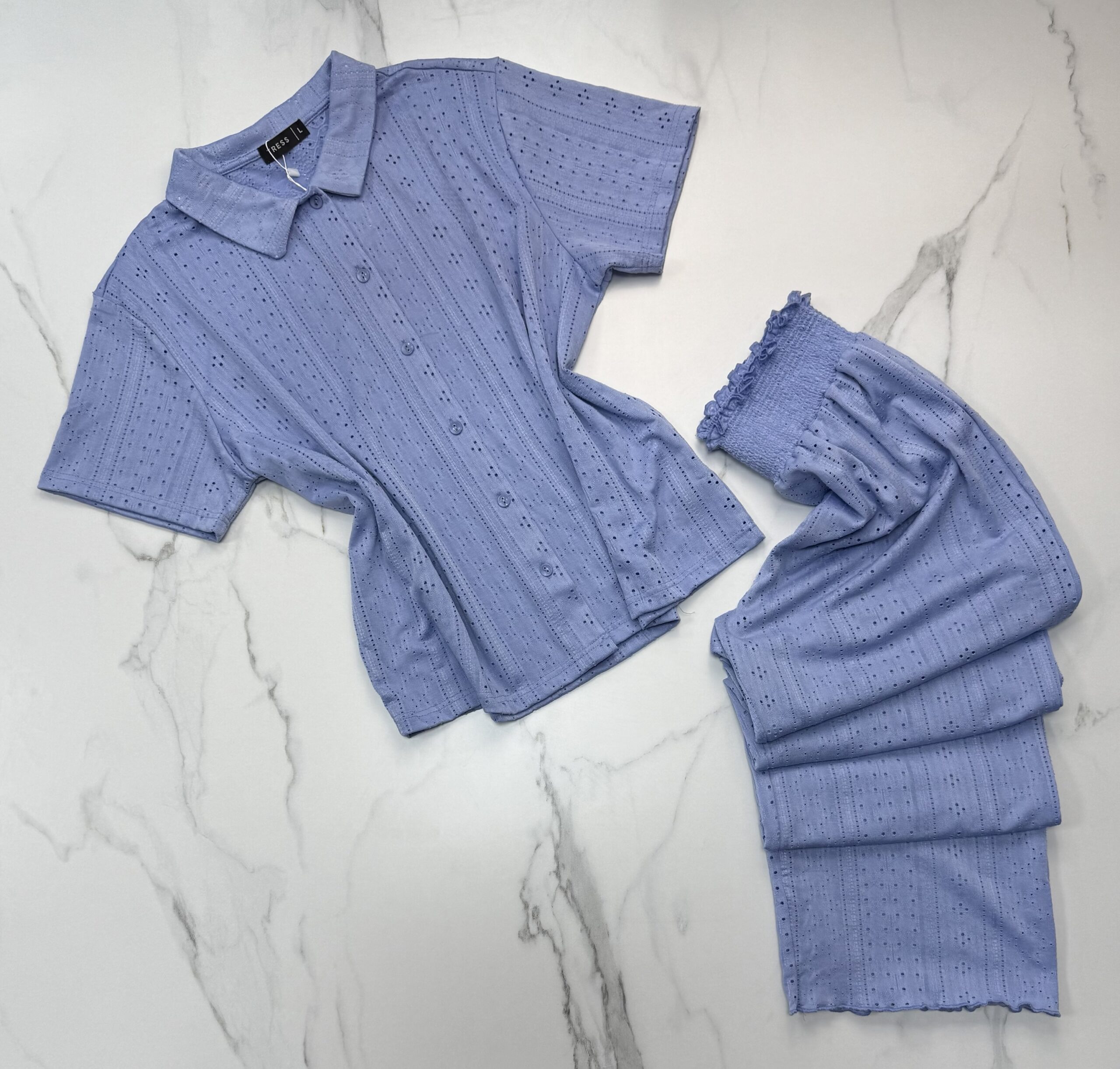 Pyjama boutonné haut demi manche " Bleu "