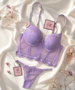 Ensemble corset H " Mauve "