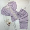 Pyjama Haut Demi Manche En Satin " Mauve "