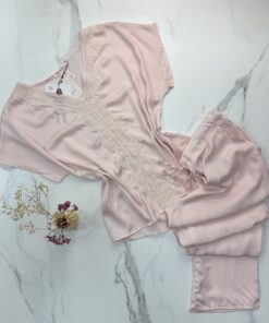 Pyjama Haut Demi Manche En Satin " Rose "