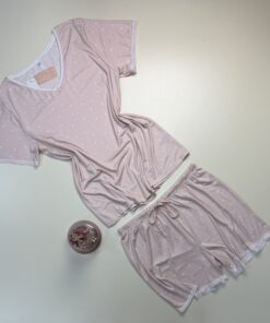 Alternative view of Pyjama Short Haut Demi Manche " Rose "