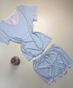 Alternative view of Pyjama Short Haut Demi Manche " Bleu "