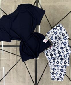 Pyjama haut demi manche - Primark - " Bleu nuit " - A fleurs -