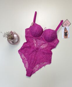 Body en dentelle Push Up - H - Rose -