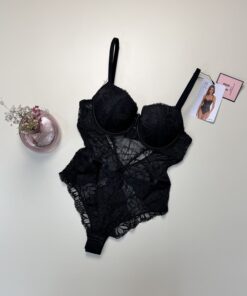Body en dentelle Push Up - H - Noir -