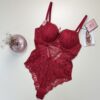Body en dentelle Push Up - H - bordeaux