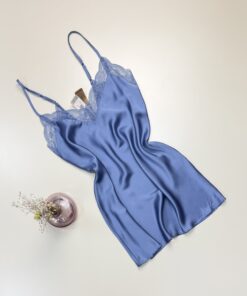 Nuisette etam en satin " desire " bleu