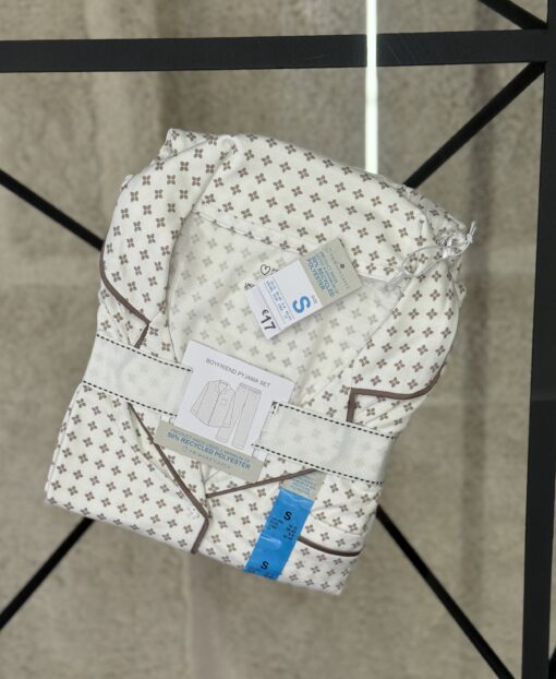 Pyjama boutonné haut manche longue primark " Taupe à motifs "