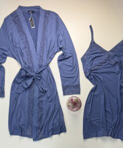 Alternative view of Ensemble Nuisette Peignoir " Bleu "