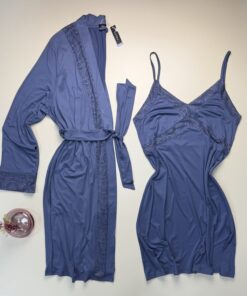 Ensemble Nuisette Peignoir " Bleu "