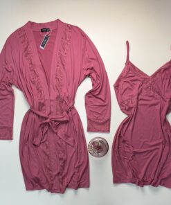 Alternative view of Ensemble Nuisette Peignoir " Rose "
