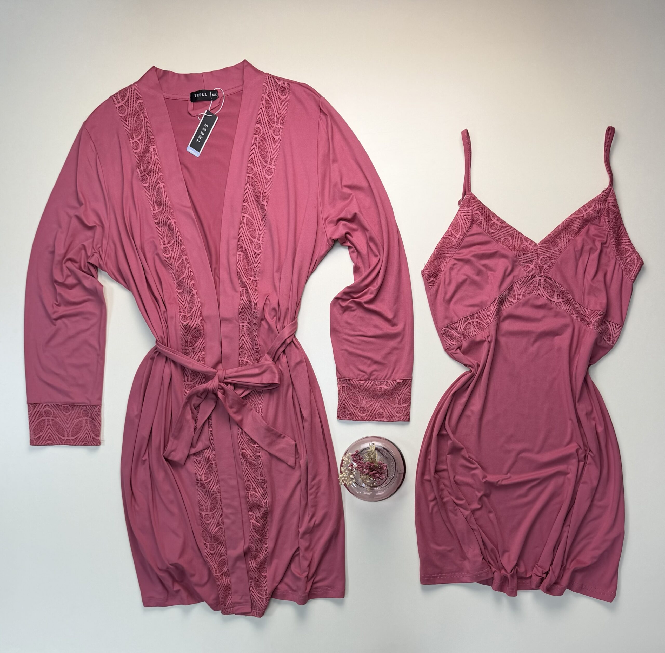 Ensemble Nuisette Peignoir " Rose " – Image 2