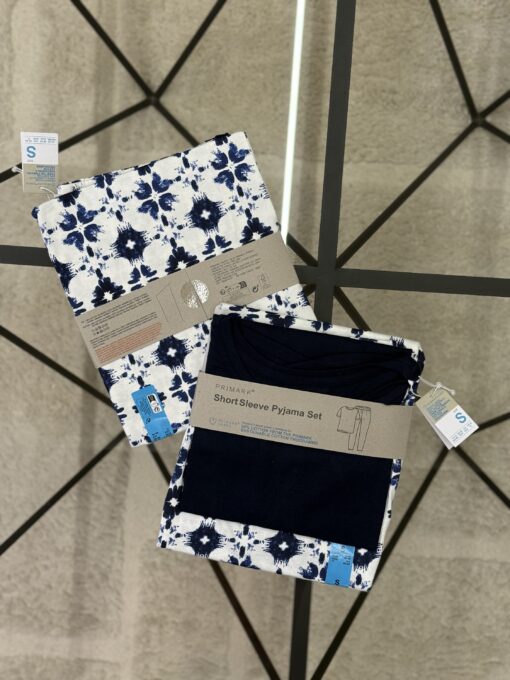 Pyjama haut demi manche " Bleu nuit " - A fleurs -