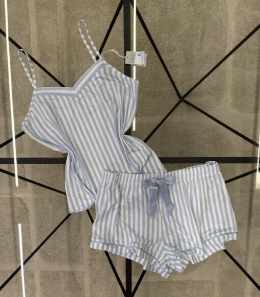 Pyjama short bustier - Primark - " Bleu à rayures "