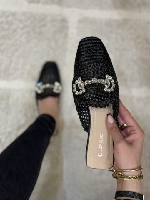 Mule fermé strass " Noir "