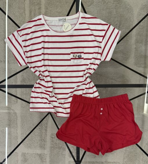 Pyjama short haut demi manche " Rouge "