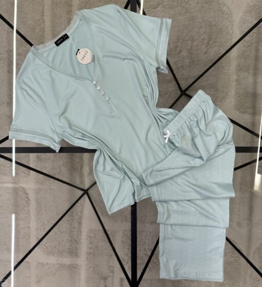 Pyjama pantalon haut demi manche " Vert "