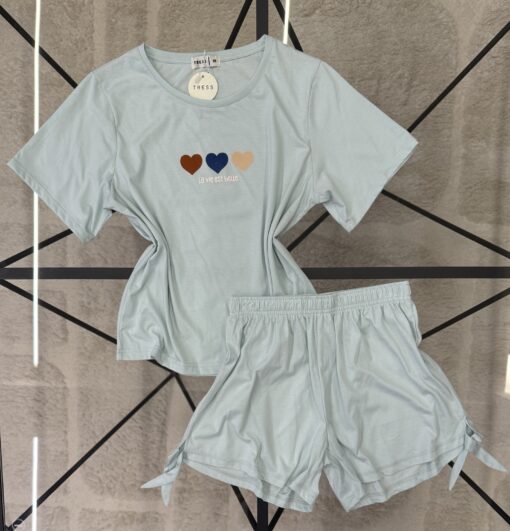 Pyjama short haut demi manche " Bleu "