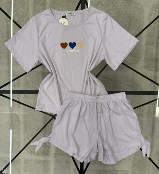 Pyjama short haut demi manche " Mauve "