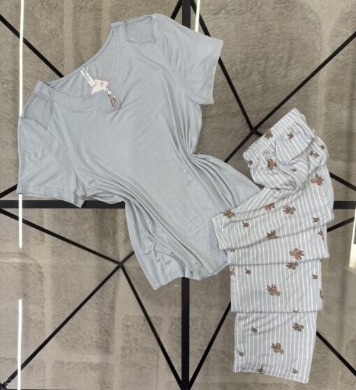 Pyjama pantalon haut demi manche " Vert "