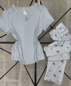 Alternative view of Pyjama pantalon haut demi manche " Vert "