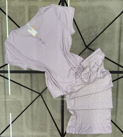 Pyjama pantalon 7/8 haut demi manche " Mauve "