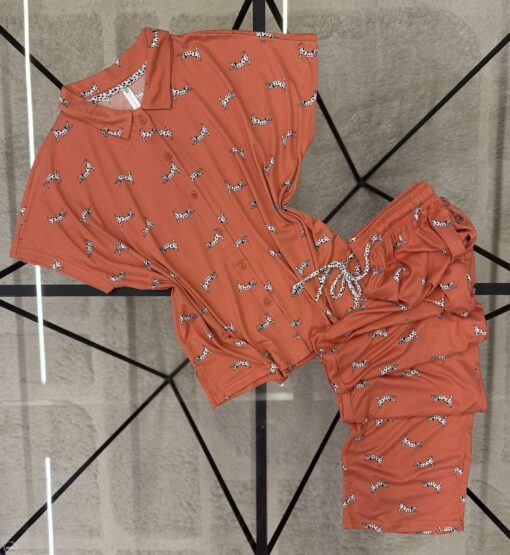 Pyjama pantalon haut demi manche " Saumon "