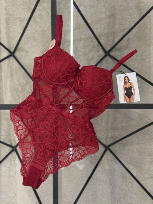 Body en dentelle - H - bordeaux