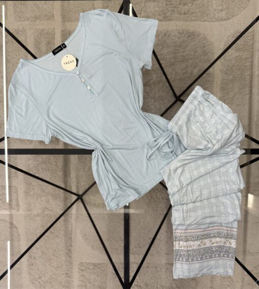 PYJAMA HAUT DEMI MANCHE "bleu"