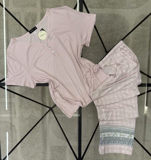 PYJAMA HAUT DEMI MANCHE "rose"