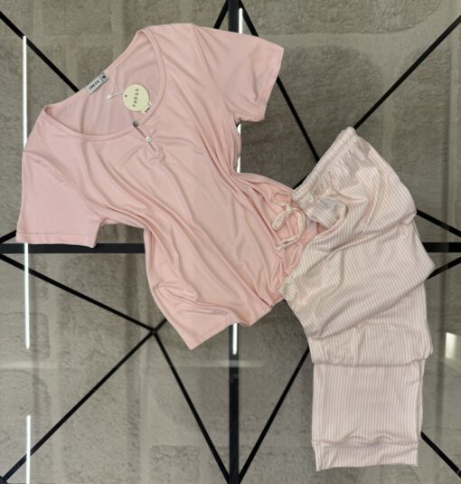 PYJAMA HAUT DEMI MANCHE "rose"