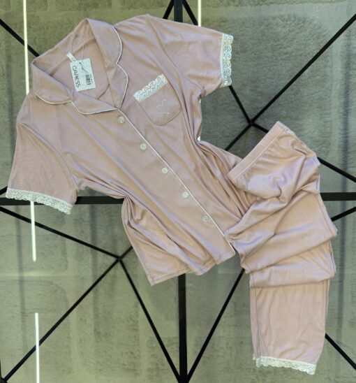 Pyjama boutonné demi manche " Rose "