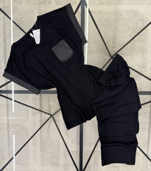 Pyjama pantalon haut demi manche " Noir "