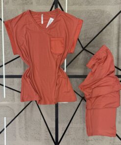 Alternative view of Pyjama pantalon haut demi manche " Brique "