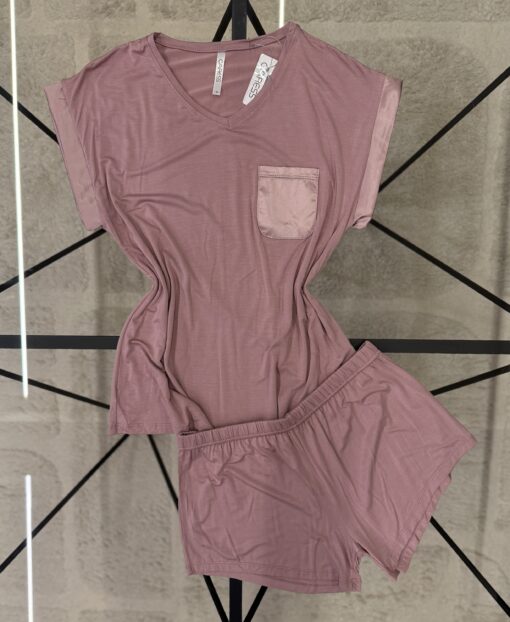 Pyjama short  haut demi manche " Rose "