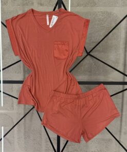 Alternative view of Pyjama short  haut demi manche " Brique "