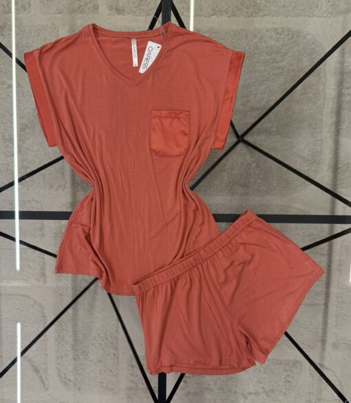 Pyjama short  haut demi manche " Brique "