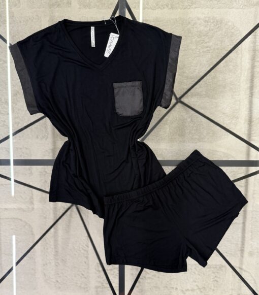 Pyjama short  haut demi manche " Noir "